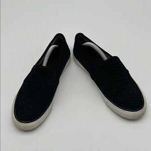 Sperry Seaside Black Canvas Embossed Slip On Sneaker Women Size 7 BLEMISH